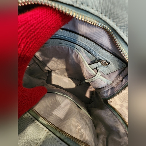 MICHAEL KORS Leather Celadon Azure Rhea Zip Travel Backpack -Medium - Picture 5 of 12